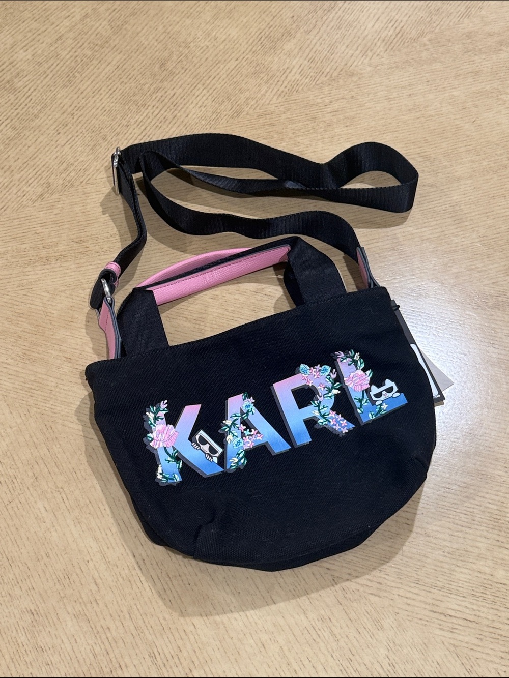 Karl Lagerfeld Black Canvas Mini Tote